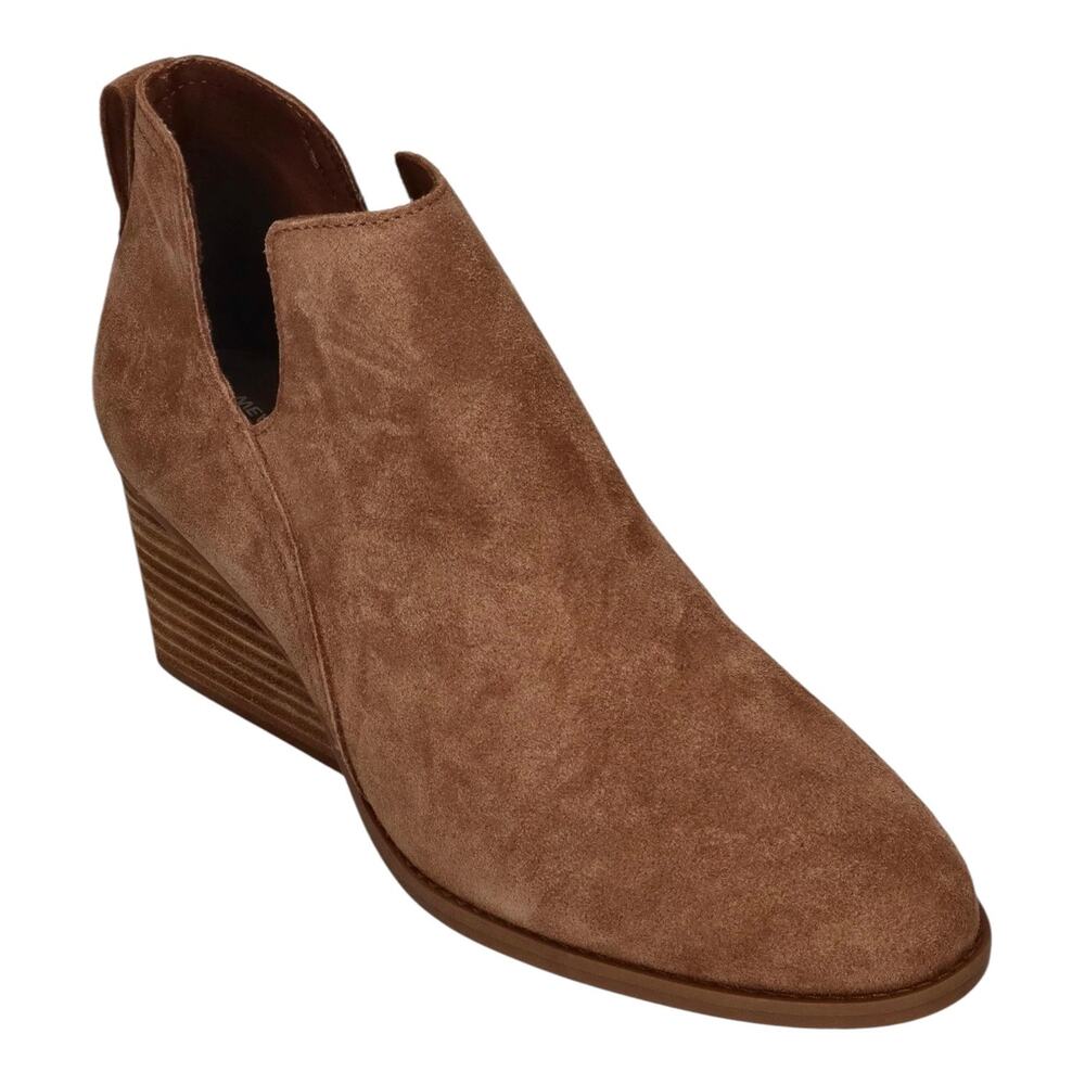 TOMS Women's Gwen Suede Slip On Wedge Heel Booties Brown Size 6